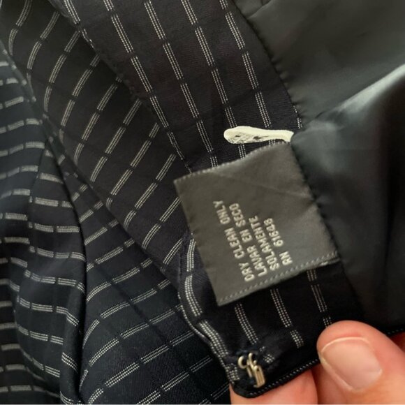 Navy Blue & White Patterned Skirt Suit with Ruffle Bottom, Size 24W - Picture 4 of 14